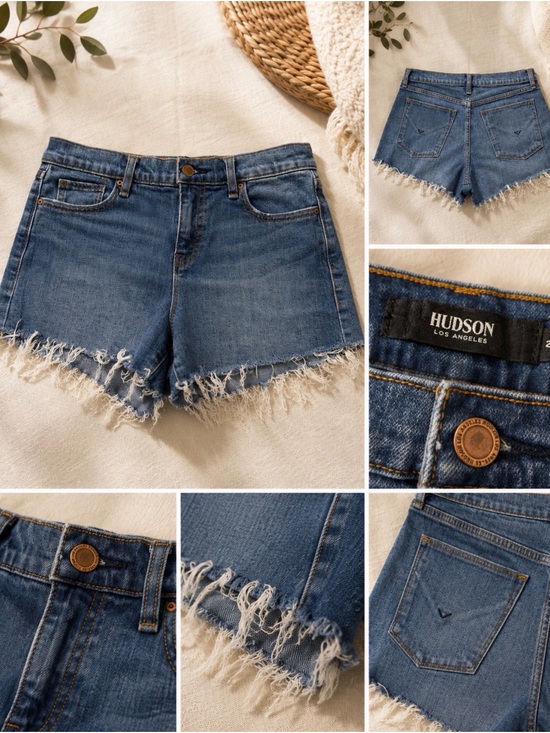 Hudson Jeans Pants - HUDSON Los Angeles Distressed Denim Cutoff Shorts - Blue